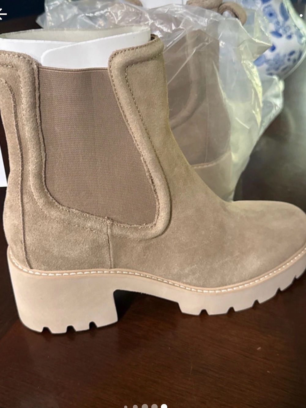 Dolce Vita Taupe Suede Chelsea Lug Bootie